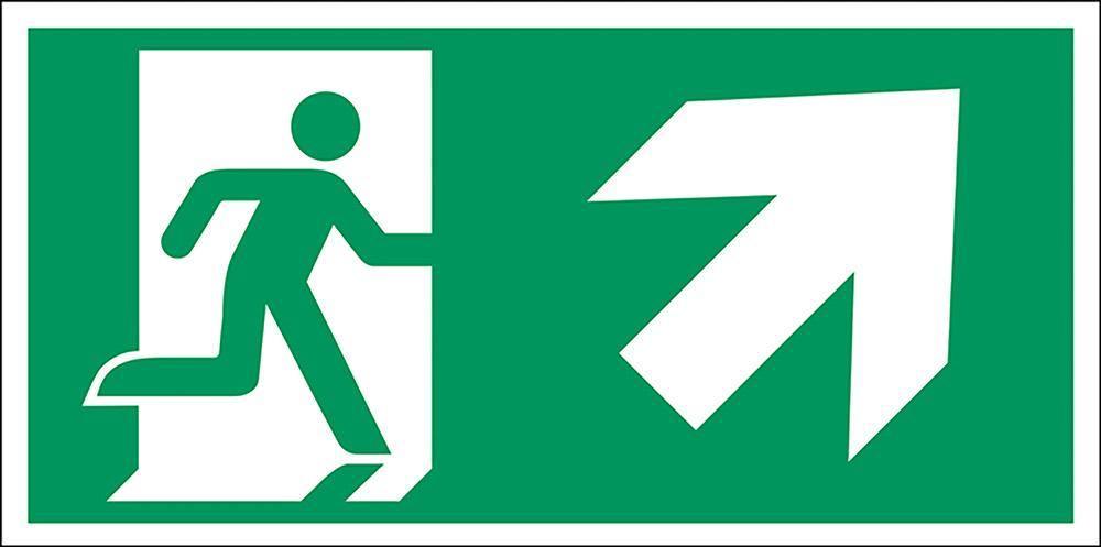 Henv. skilt, Nødudgang op/højre - Backner ApS