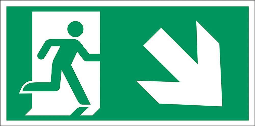 Henv. skilt, Nødudgang ned/højre - Backner ApS