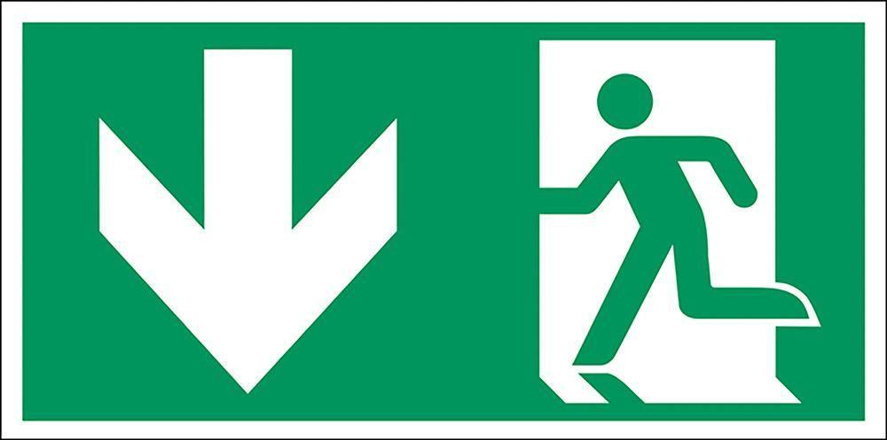 Henv. skilt, Nødudgang ned - Backner ApS