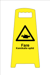 Fritstående skilt, Fare Kemikalie spild - Backner ApS