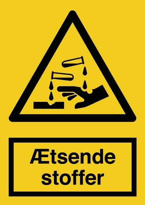 Advarselsskilt, Ætsende stoffer, - Backner ApS
