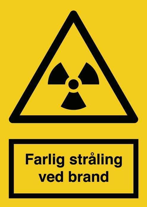 Advarselsskilt, Farlig stråling v/brand - Backner ApS