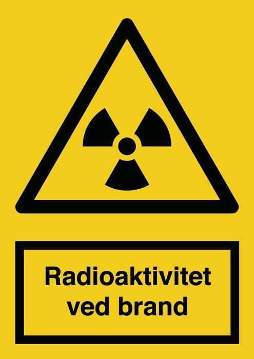 Advarselsskilt, Radioakt. v/brand, - Backner ApS