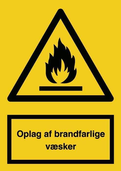 Advarselsskilt, Oplag af brandf. væsker - Backner ApS