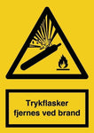 Advarselsskilt, Trykfl. fjernes v/brand - Backner ApS