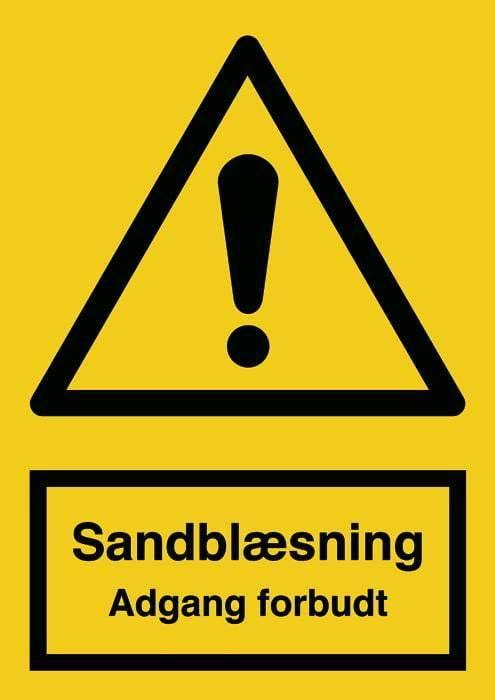 Advarselsskilt, Sandblæs adg. forbudt - Backner ApS