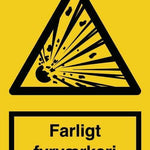 Advarselsskilt, Farligt fyrværkeri - Backner ApS