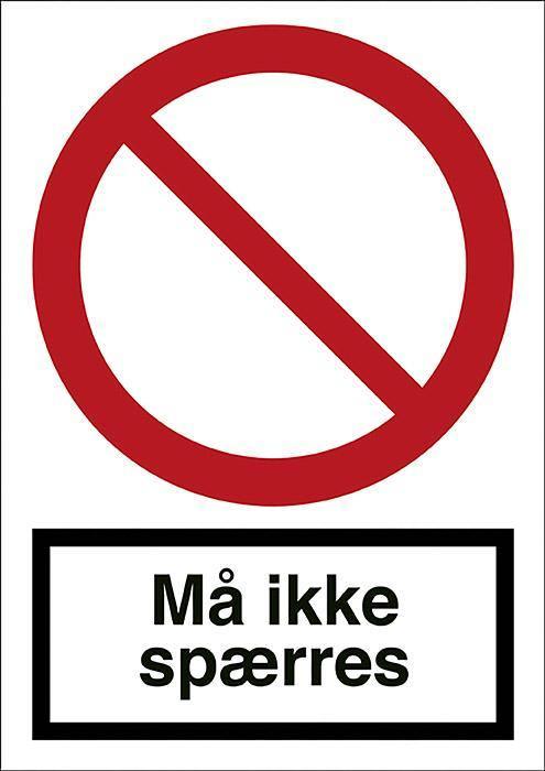 Forbudsskilt, Må ikke spærres, - Backner ApS
