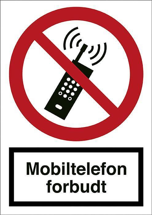 Forbudsskilt, Mobiltelefon forbudt - Backner ApS