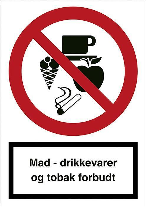 Forbudsskilt, Mad, drikke & tobak forbudt - Backner ApS
