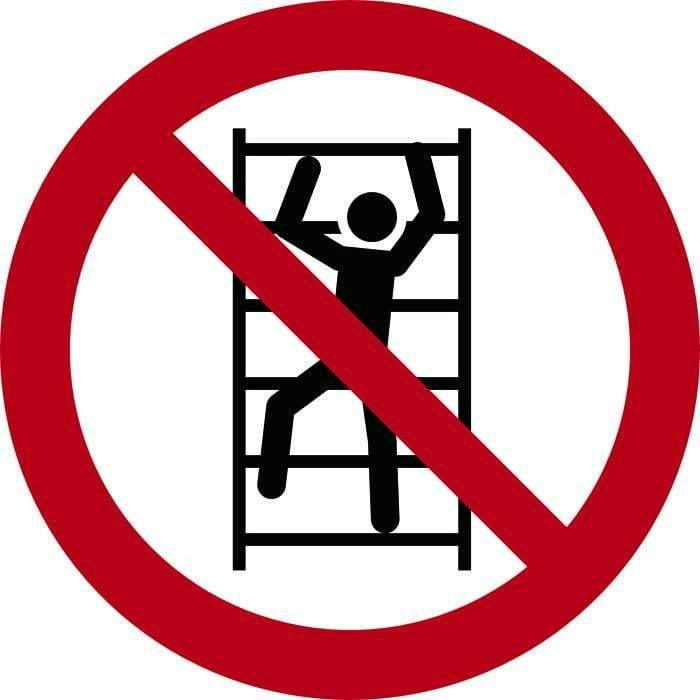 Forbudsskilt, Klatring på reol forbudt - Backner ApS