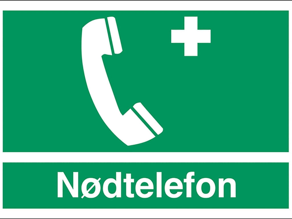 Henv. skilt, Nødtelefon - Backner ApS