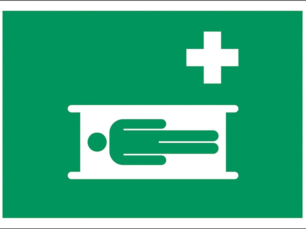 Henv. skilt, Båre & førstehjælp, - Backner ApS