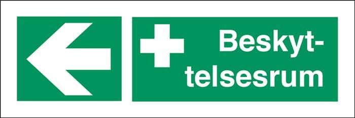 Henv. skilt,Beskyttelsesrum venstre