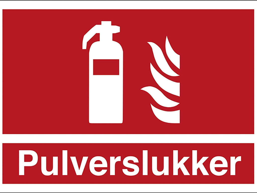 Brandskilt, Pulverslukker, - Backner ApS