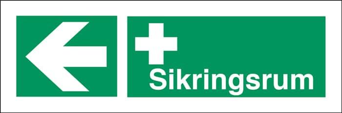 Henv. skilt,Sikringsrum venstre