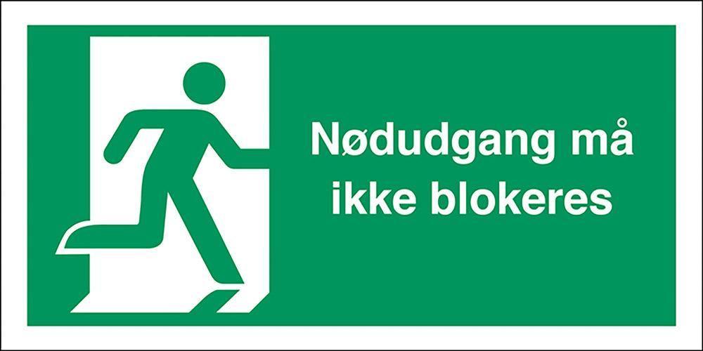 Henv. skilt, Nødudg. må ikke blokeres - Backner ApS