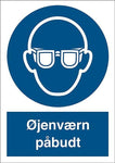 Påbudsskilt, Øjenværn påbudt - Backner ApS