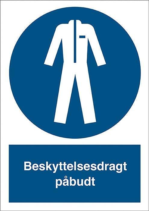 Påbudsskilt,Beskyt. dragt påbudt - Backner ApS