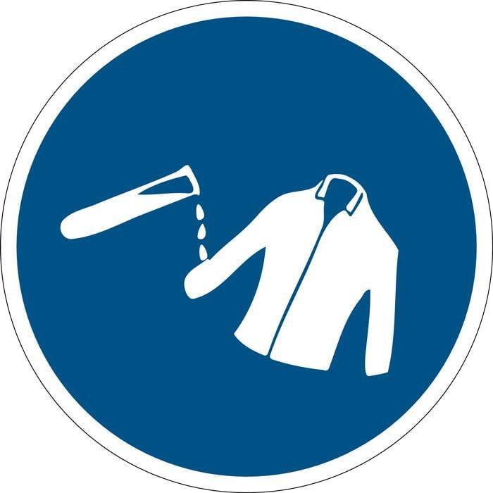 Påbudsskilt, Ætsfast tøj påbudt - Backner ApS