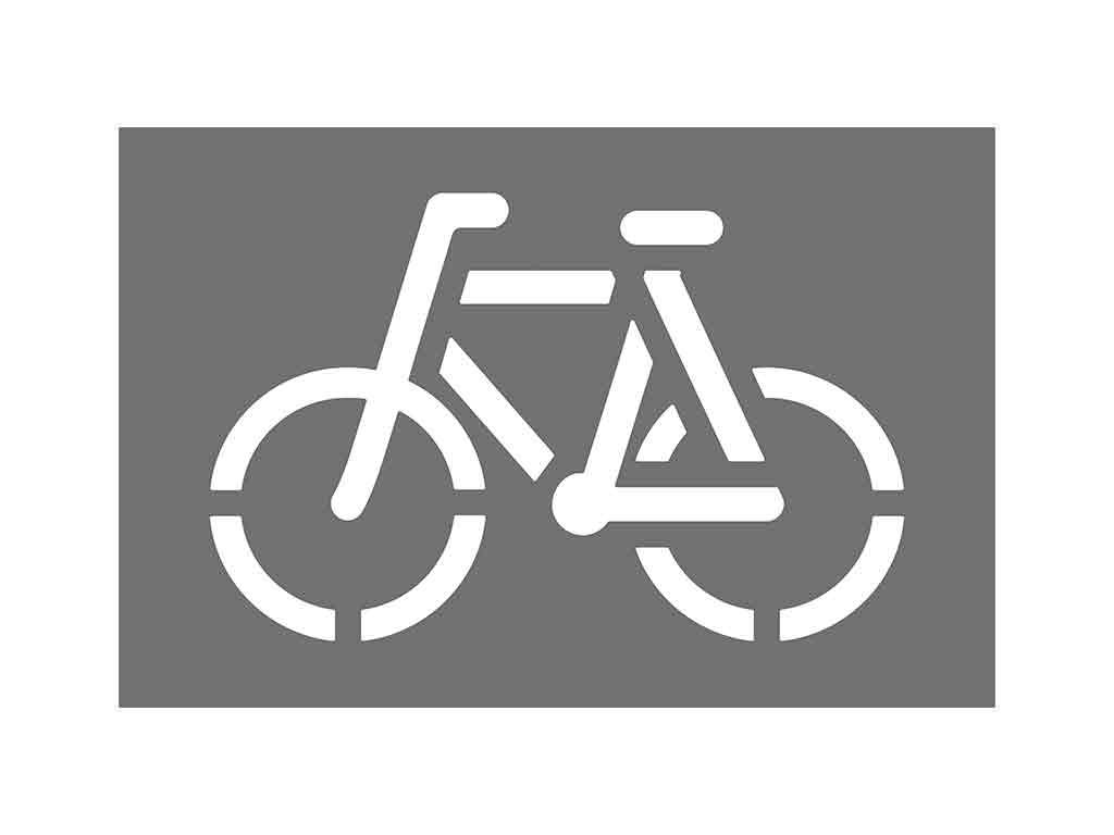 Sæt tabellen op broderi flare Cykel Malerskabelon stencil i kunststof til trafik symbol markering -  Backner ApS